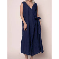 Womens Sleeveless Maxi Dress With V-Neck Side Ties