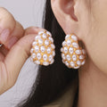 European And American Retro Drop Shape Inlaid Artificial Pearl Earrings
