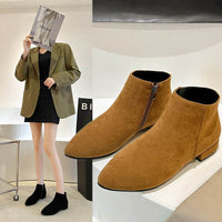 Women's Boots British Style Chunky Heel Casual Short Tube