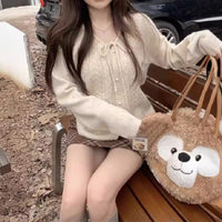 Round Neck Lace-up Sweater Women