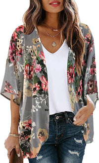 New Beach Bikini Sun Protective Blouse Vacation Chiffon Printed Cardigan