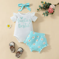 Summer Girls' Letter Printing Onesie Small Chrysanthemum Printing