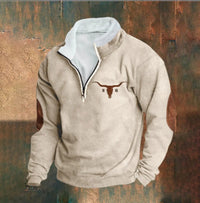 Zipper Sweater Men's Spring And Autumn Printed Turtleneck