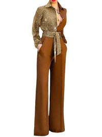 Ladies European And American V-neck Casual Jumpsuit