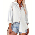 Women's Solid Color Large Pocket Shirt