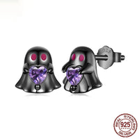 Halloween Spider Skull Stud Earrings