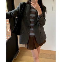 Retro Tweed Suit Single-Breasted Coat