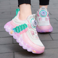 Girls' Sports Rotating Buckle Fleece-lined Running Shoes
