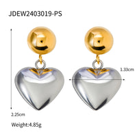 Stainless Steel Half-Hemisphere Heart Earrings For Women