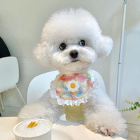 Cute Dog Plaid Lace Bib Pet Saliva Towel