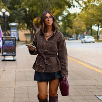 Women's Fashion Animal Pattern Printing Lapel Coat