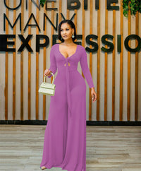 Women's Solid Color Fashion Long Sleeve Jumpsuit