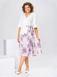 Short-sleeve V-neck Dress With A Unique Print