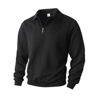 Men's Fashion Jacquard Lapel Long Sleeve Sweater
