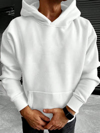 Fall Winter Men Loose Hooded Sweater Sports And Leisure Fleece-lined