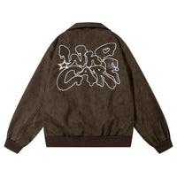 PU Leather Polo Collar Jacket Men