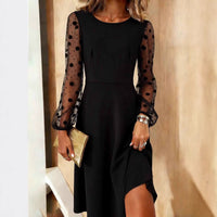 Polka Dot Stitching A- Line Dress Elegant Party Dress