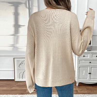 Casual Lazy Lace-up Crew Neck Women's Sweater