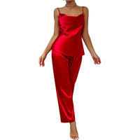 Womens Fashionable Two-Piece Sleepwear Set Camisole And Long Pants