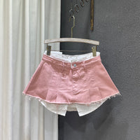Loose Patchwork Niche Irregular Fake Two A-line Skirt