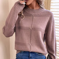 Semi-high Collar Textured Knit Sweater
