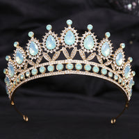 Wedding Birthday Headdress Crown Alloy Inlaid Protein Green Bright Crystal Bride