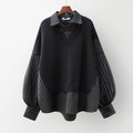 Korean Style New Patchwork Fake Two Pieces Shirts Women