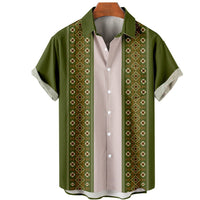 Summer Stripes Floral 3D Printed Short Sleeve Fashion Polo Collar Men's Pocket Shirt