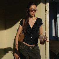 Womens Slimming Figure-flattering Short-sleeve T-shirt Cropped Top