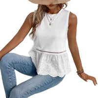 Elegant Solid-Color Summer Casual Crew-Neck Sleeveless Tank Top