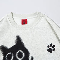 Kitten Printed Loose Sweatshirt