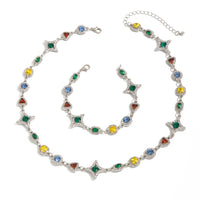 Mens New Colorful Gemstone Cross And Star Set Accessories Necklace