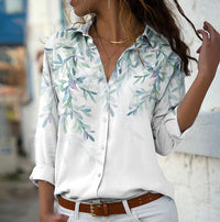 Digital Printing Women's Fashion Plus Size Lapel Long Sleeve Shirt