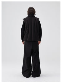 Asymmetrical Deconstructed Soft And Airy Stand-collar Sleeveless Vest