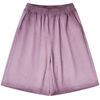Dopamine Washed Distressed Batik Bright White Retro Shorts