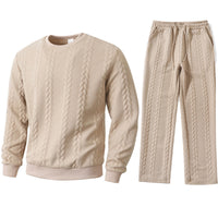 Solid-color Sporty And Casual Jacquard Men's Hoodie And Pants Set