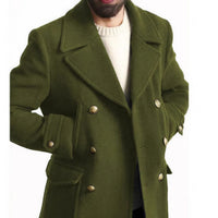Men's Long-Sleeve British-Style Fashionable Wool Coat