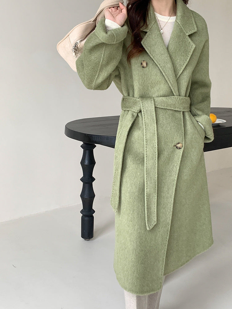 Light Luxury Thick Rabbit Fur Silk Double-faced Woolen Goods Coat