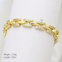 Zircon-inlaid Copper Bangle Bracelet With 18K Gold Plating Square Design Versatile And Effortlessly Luxurious
