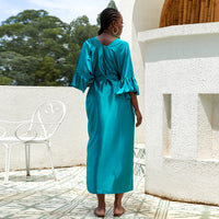 Women's Fashion Plus-Size Satin Long-Sleeve Dress