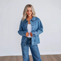Fashion Long Sleeve Single-breasted Jacket Denim Coat