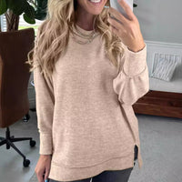 Women's Casual Round Neck Long Sleeve Pullover Hoodie All-matching
