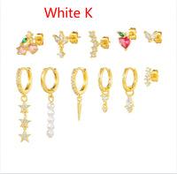 European And American Fashion Fruit S925 Silver Needle Geometric Light-Luxury Pearl Pendant Set