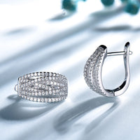 Simple S925 Sterling Silver Gemstone Clip Earrings Retro