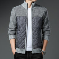 New Autumn Winter Knitted Cardigan Mens Stand-Up Collar Jacket