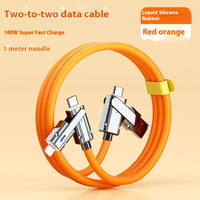 120W Zinc Alloy Fast Charging Four-in-one Charging Multi-function Switching Interface Double Typec Bold Silicone Data Cable