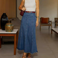 Women's Low-stretch High-waisted Denim Skirt