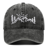 Mountain Style Embroidered Baseball Cap Cotton Worn Looking Washed-out Baseball