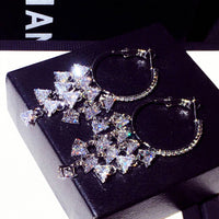 New Stylish And Elegant Silver Needle Earrings Long Style