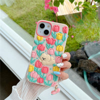 Creative Cartoon Little Bear Flowers Phone Case